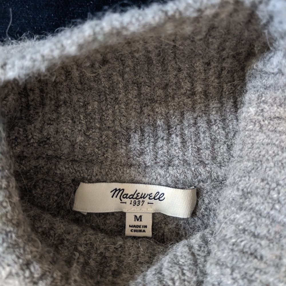 Madewell high low mockneck pullover, M, GUC